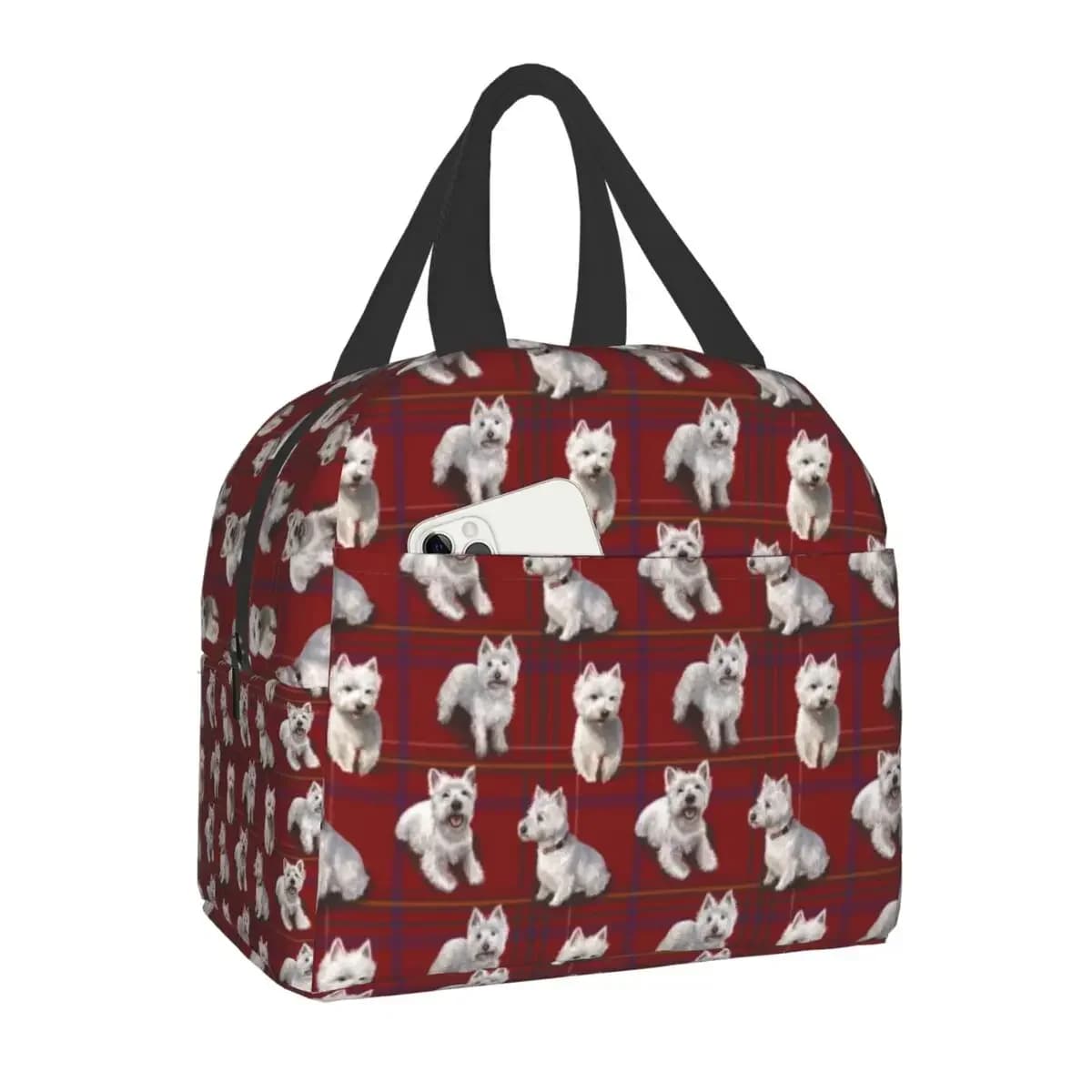 West Highland Terrier Westie Insulated Lunch Bags for Women Dog Portable Cooler Thermal Food Lunch Box School Picnic Storage Bag