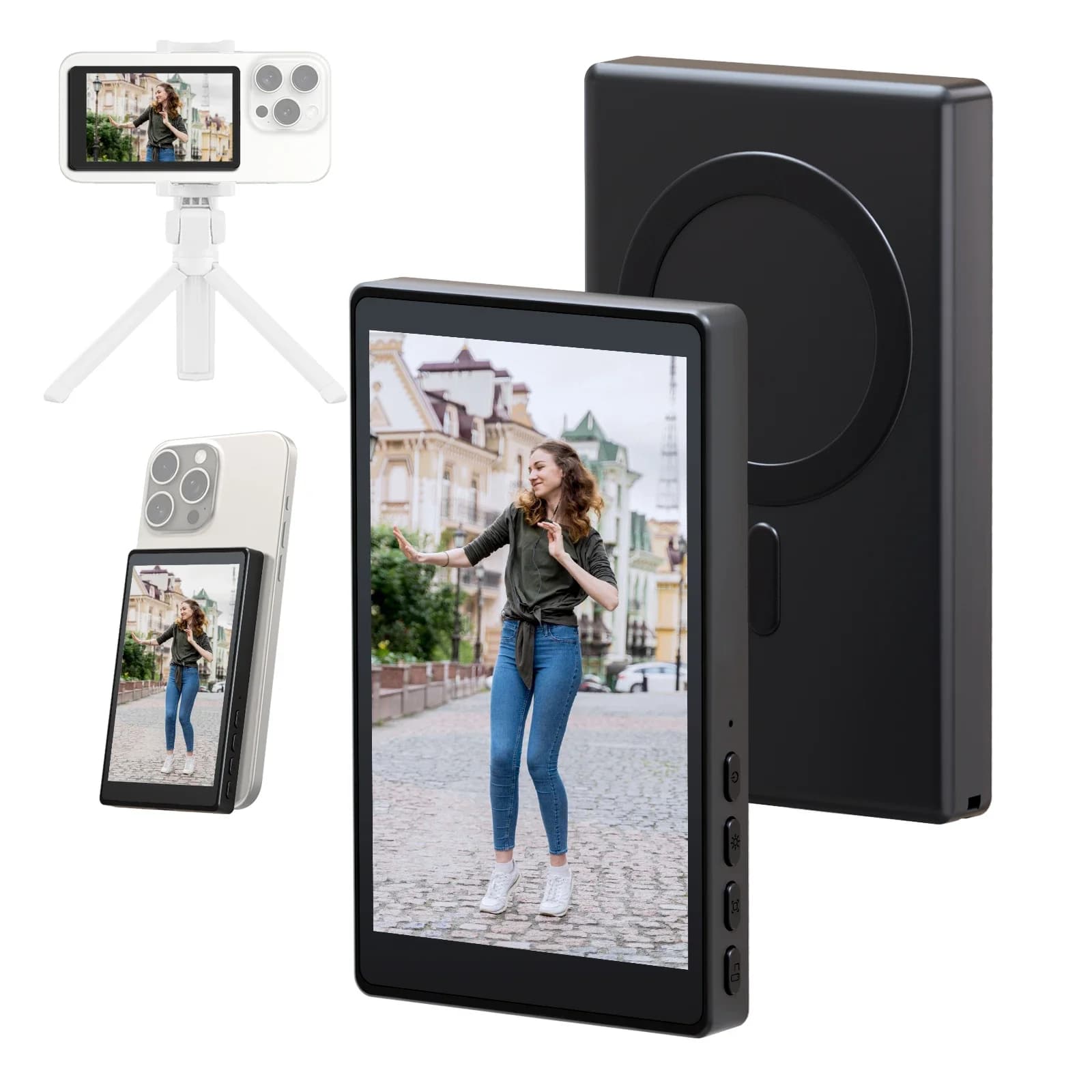 Wireless Camera Rear Monitor, Smartphone Magnetic Screen, for Vlog, Live Streaming, Video Recording, Open Selfie Tool