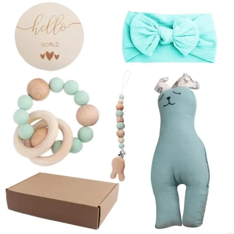 5 pezzi/set regalo per bambini con catena per ciuccio, fiocco per massaggiagengive, bambola rilassante L8RB