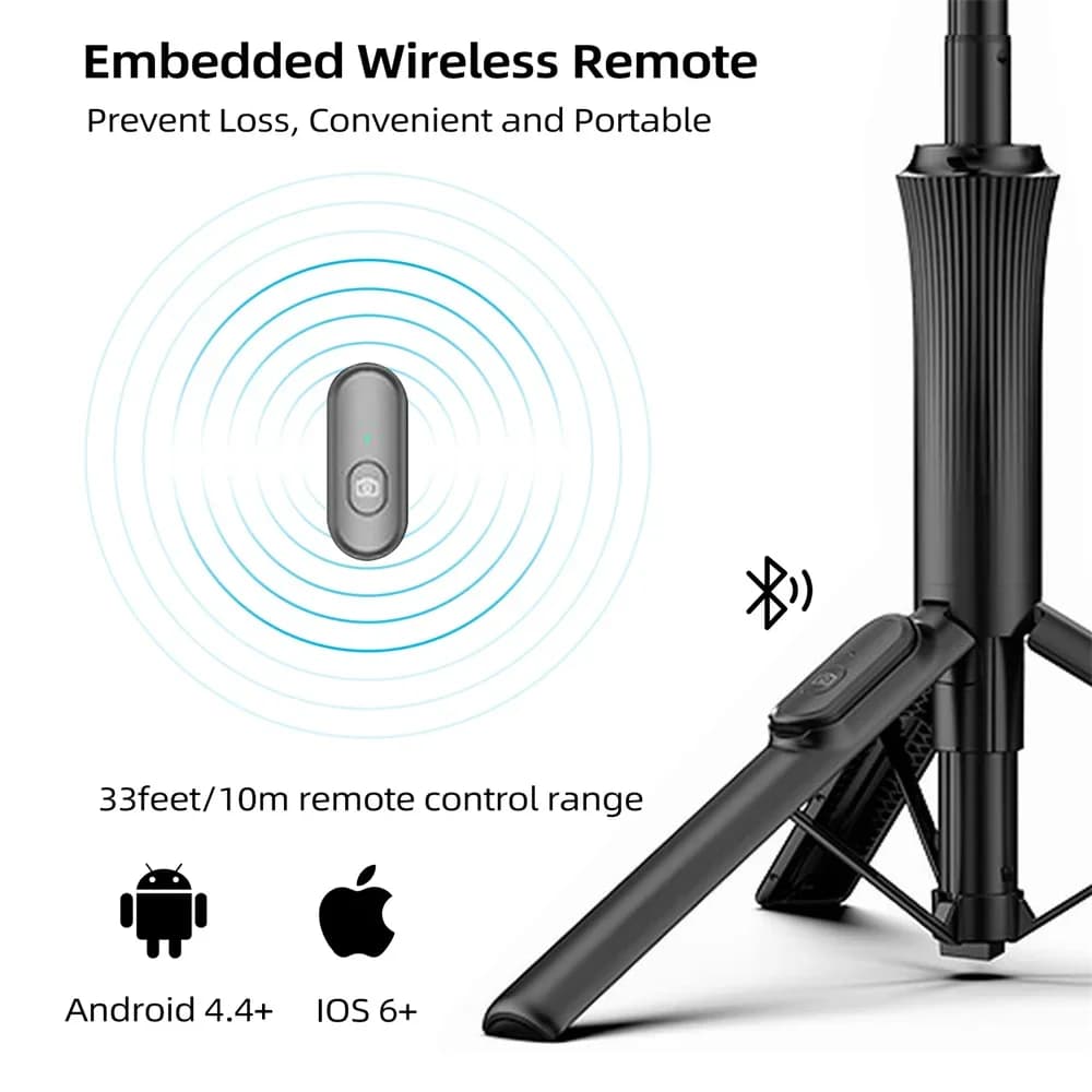 Treppiede magnetico portatile per selfie stick: si estende fino a 1,5 m, telecomando Bluetooth, testa a sfera 360 - Adatto per iPhone e telefoni Samsung MagSafe