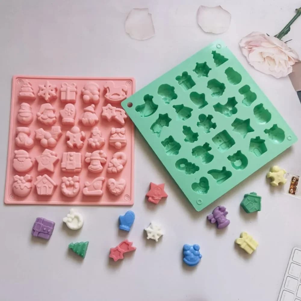 Christmas Series Star Heart Chocolate stampo in Silicone albero di babbo natale pupazzo di neve Candy Cane biscotto gelatina stampo Fest Party Drink Ice Tray