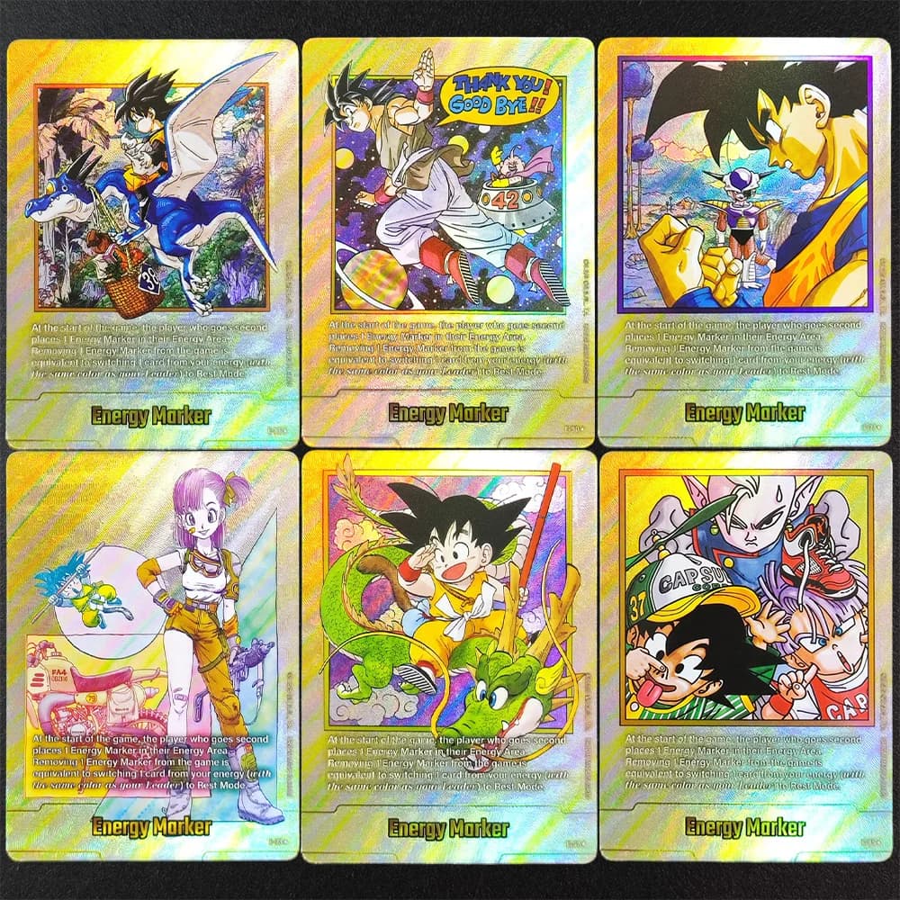 Carte Flash da Collezione Dragon Ball Super Fusion World Energy Markers Gold DBSFW_EM Son Goku Fai-da-Te in Inglese