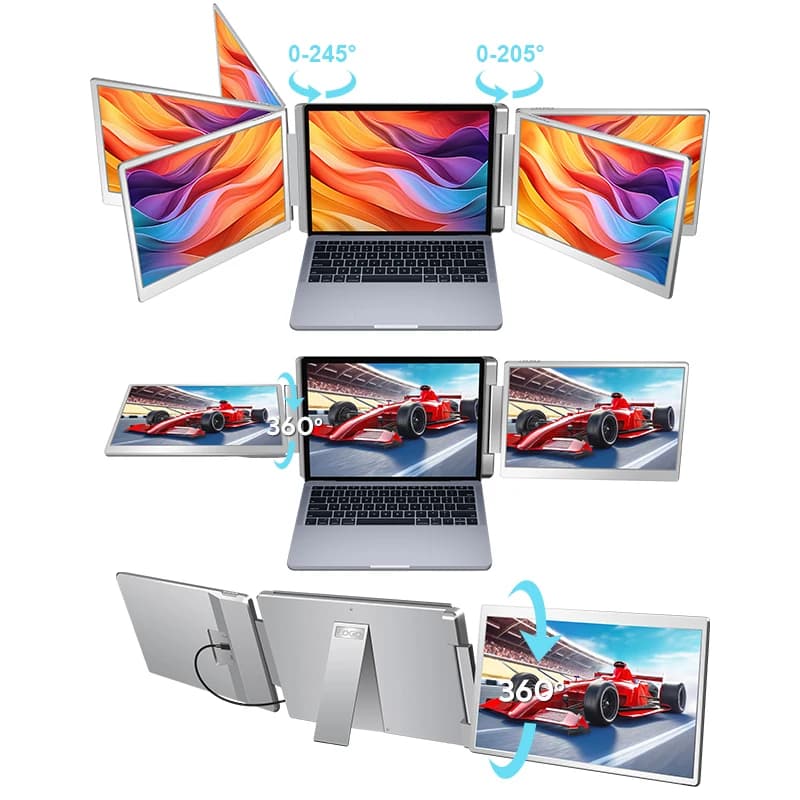Prolunga per schermo per laptop, triplo monitor IPS FHD 1080P da 15,6" esteso per Mac portatile da 12"-18,5", Wins, Android, Switch