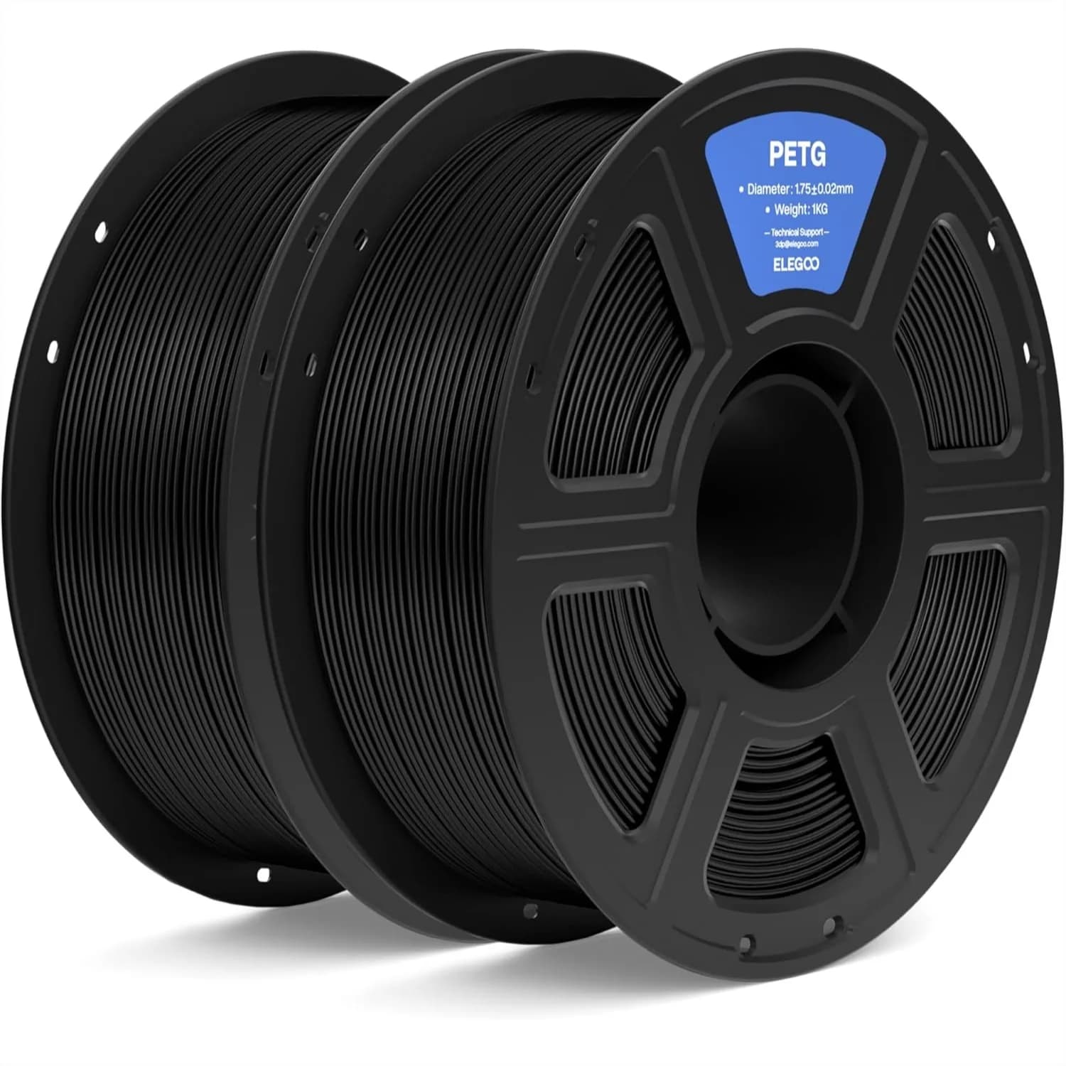 Filamento PETG 1.75mm Nero 2KG 2 Bobine, Filamento per Stampante 3D Precisione Dimensionale +/- 0.02mm, Resistente e Durevole per Applicazioni Meccaniche