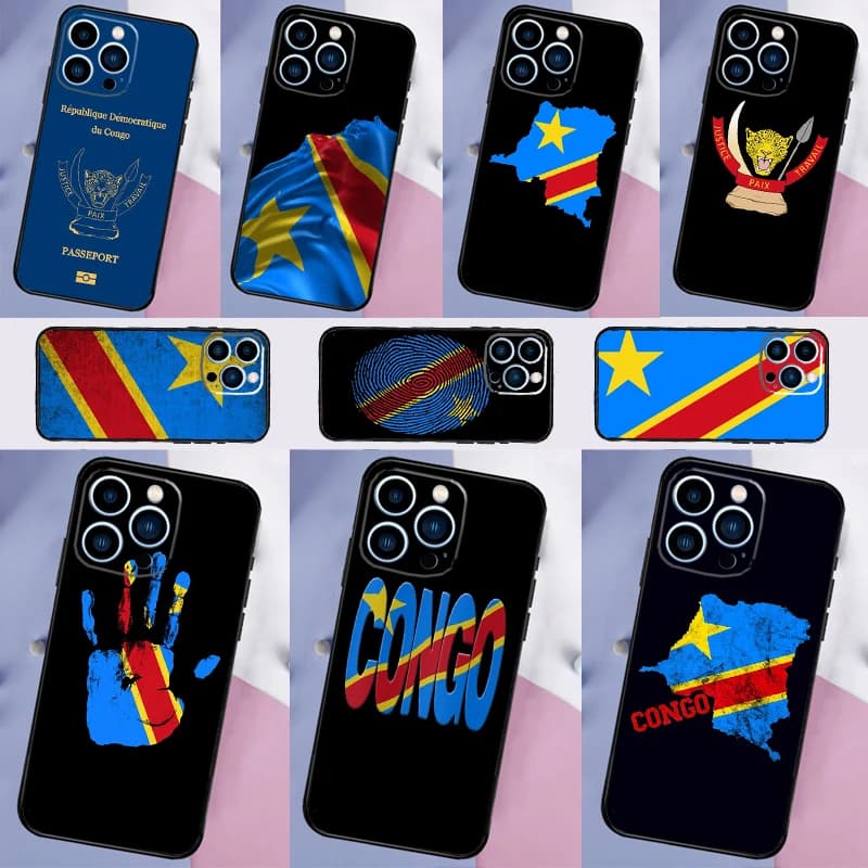 Democratic Republic of Congo Flag Case For iPhone 16 15 14 Pro 11 12 13 Pro Max XS X XR Plus 12 13 Mini Soft Cover