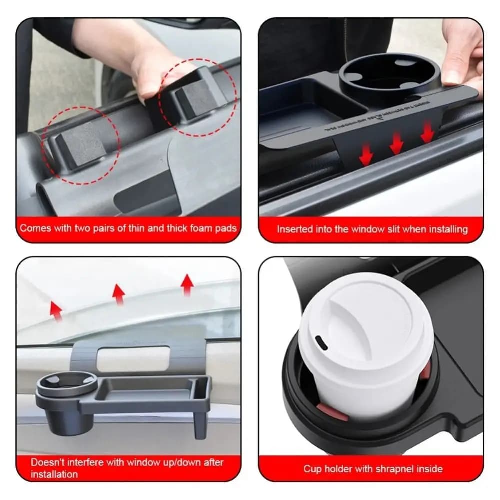 Nuovo Portabicchieri in Plastica per Auto Nero con Doppi Ganci Appendibili, Supporto per Bottiglie, Portaoggetti per Chiavi e Porta USB, Universale
