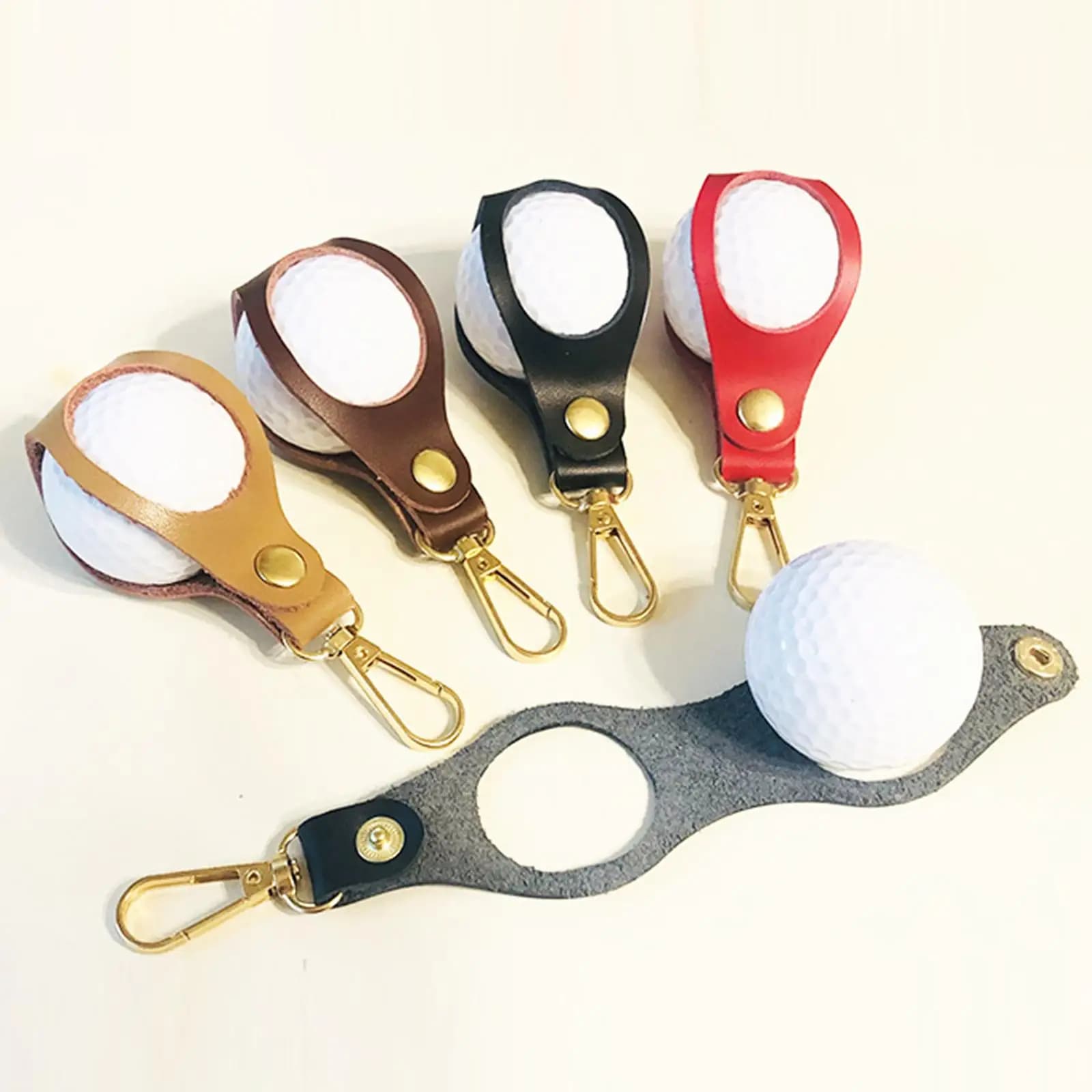 Golf Ball Storage Organizer PU Leather Hollow Design Pocket Metal Snap Belt Loop for Park Golf Exercises