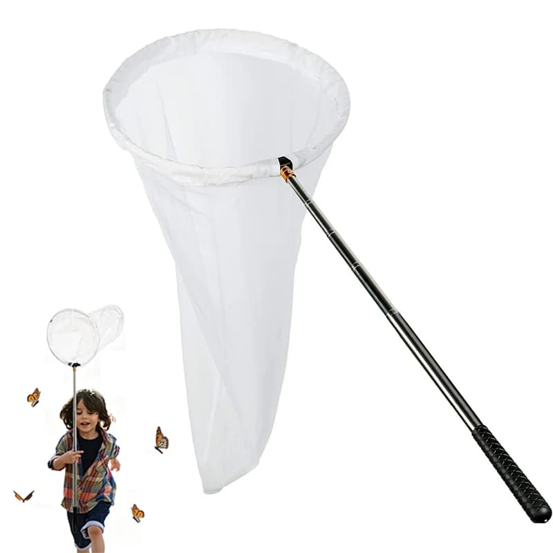 Professional Telescopic Butterfly Catching Net,Stainless Steel Capture Net for Garden Outdoor,Portable Fishing Landing Net
