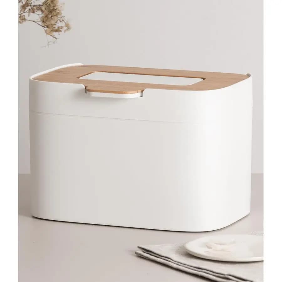 Contenitore per Compost da Cucina Elin 1.2 GAL 4.5L, Bidone per Compost da Bancone con Coperchio in Legno e Filtro Anti-Odore, Lavabile in Lavastoviglie, con Contenitore Interno