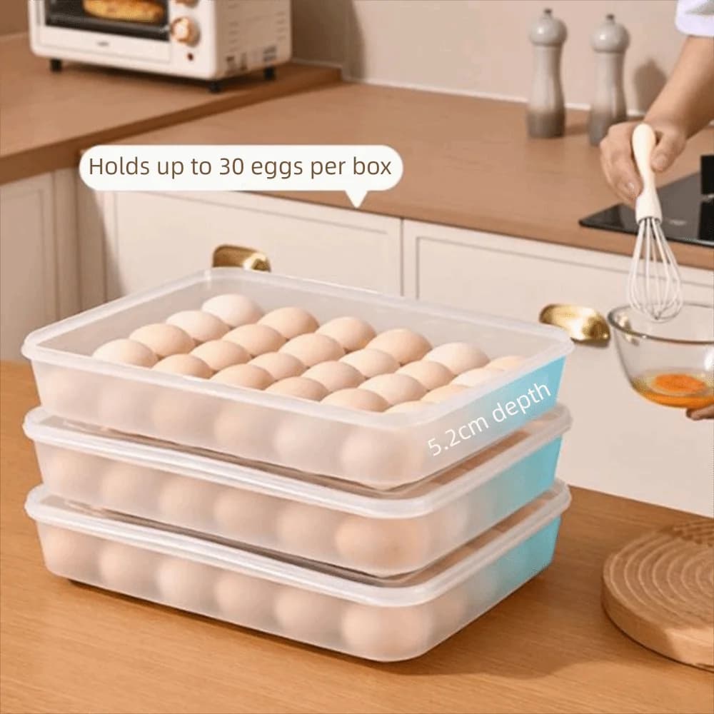 30 Grids Egg Storage Box Large Capacity Plastic Egg Tray with Lid Stackable Refrigerator Egg Holder Home Use