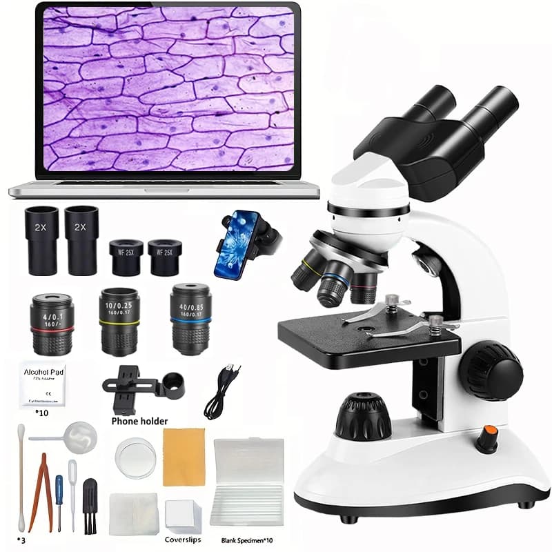 Microscopio Binoculare, LED ad Alta Definizione per Studenti, Bambini e Adulti, per Laboratorio, Casa, Scuola, Educazione Scientifica, Microscopio Portatile