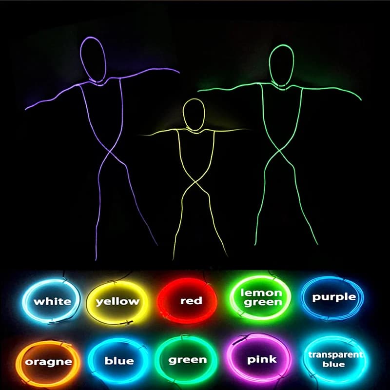 EL Wire Suit Clothings LED Costume Flexible Matchstick Light Up Performance Costume Men Women Dance Show Costume Decor