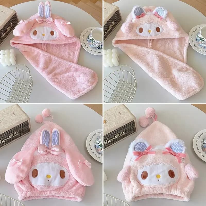 Japanese Souls Cartoon Kawai My Melody Fast Drying Towel Bath Towel Wrap for Super Absorbent Fast Drying Head for Girls Home Use