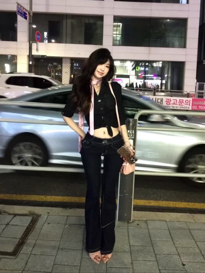 Ultra Spicy Low Waist Bell Bottom Denim Jeans Women's Double Buckle Original Cow High Intelligence Sensation Jeans Long Pants