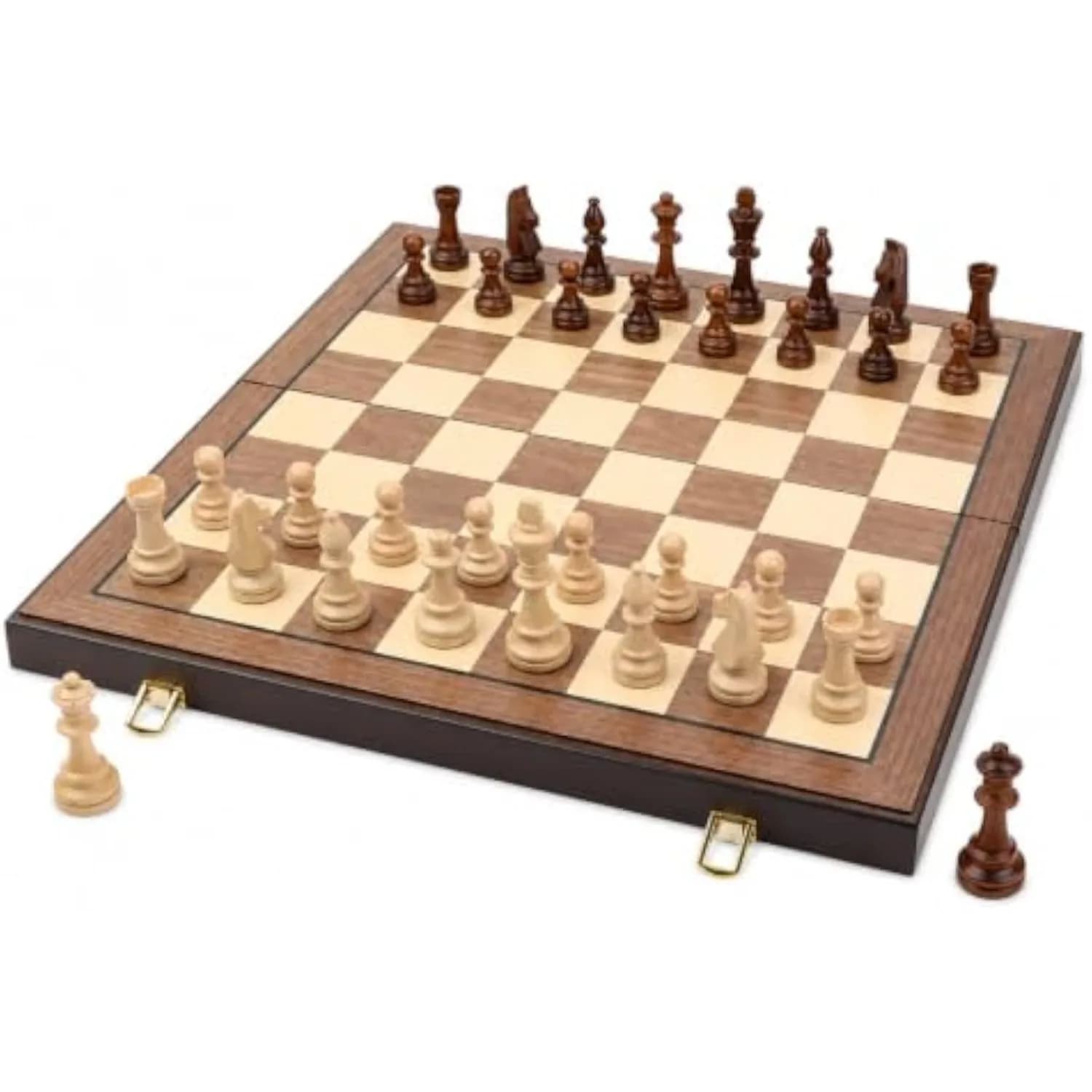 20-Inch Extra Large Wooden Chess Set with 3.8-Inch King and Extra Queens | Folding Storage Board Tournament Style Play Classic Staunton Design Board Game for Adults Family Strategy Game