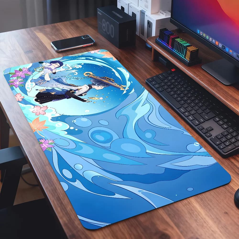 Game Genshin Impact Mouse Pad Square Office Gaming Desk Mat Waterproof Non-Slip Rubber Decorative