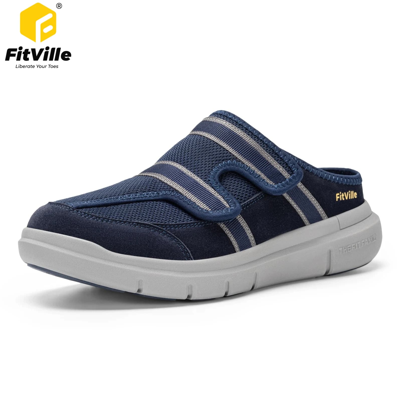 FitVille Wide Men's Sandals Soft Breathable Diabetic Slippers Walking Shoes for Men Slides Slip On Clog Flips Flops Comfortable