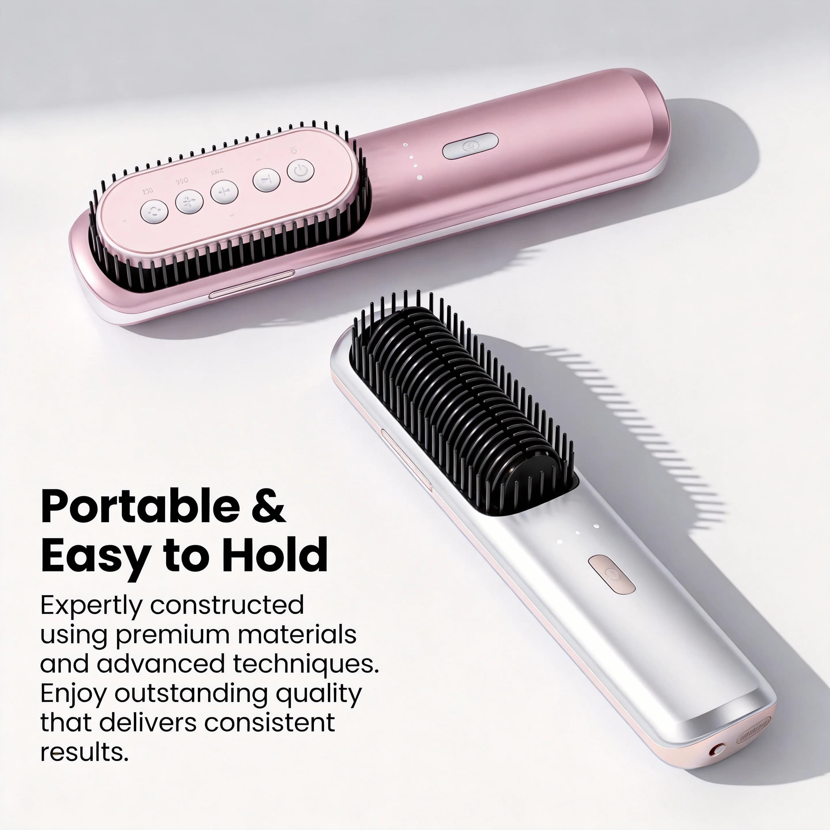 Wireless Portable Smooth comb with Stainless Steel Sheets, 3 Temperature Settings, USB/Battery