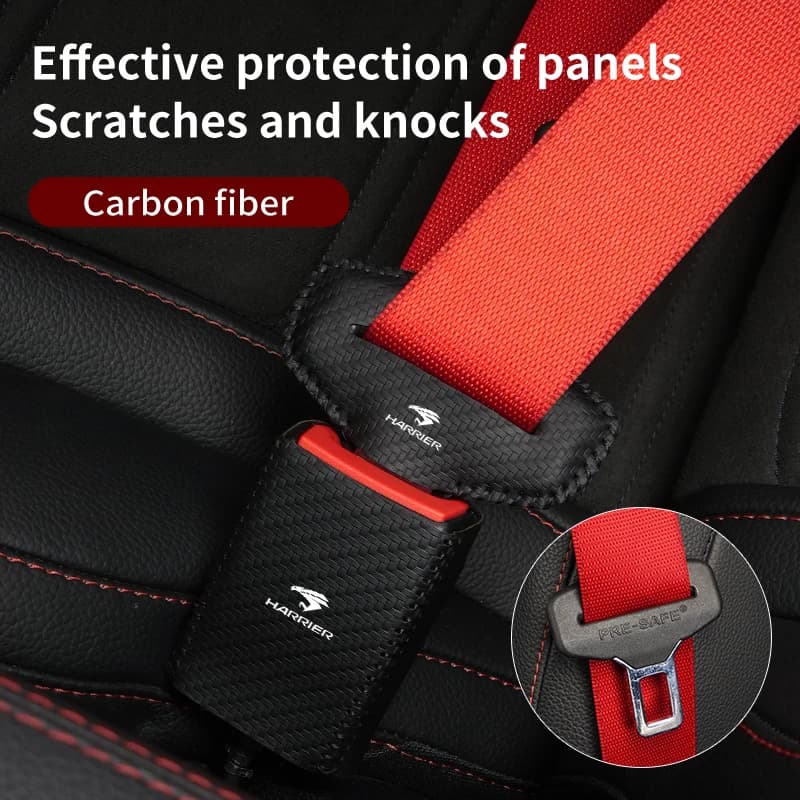 Leather Car Logo Seat Belt Buckle Protector Cover Only For Front Seat Belt For Toyota Harrier Corolla Yaris Aygo Prius CHR