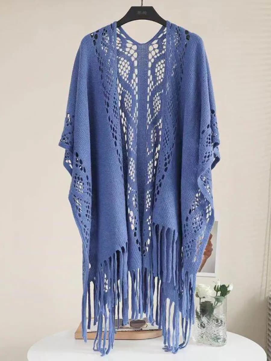 Beachwear Open Cardigan Hollow Knitted Sweater Holiday Bikini Sunscreen Swimsuit Woolen Coat Soft Comfortable Geometric Pattern