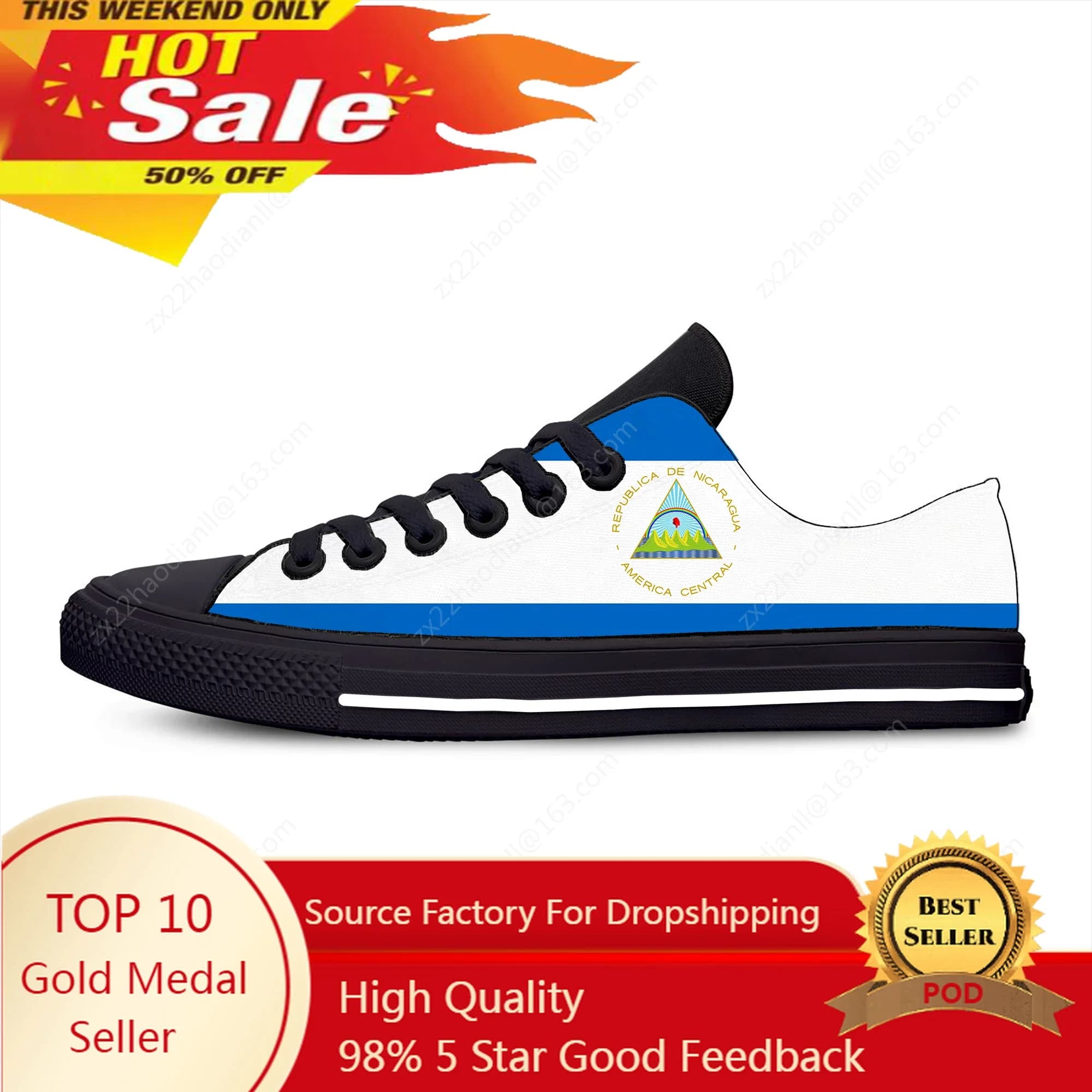 Nicaragua Sneakers basse Uomo Donna Scarpe casual per adolescenti Scarpe da corsa in tela Stampa 3D Cosplay Scarpa leggera traspirante