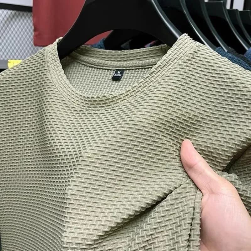 Men's Short Sleeved Bamboo Ice Silk T-shirt, casual, versatile, summer, elastic, slimming for men