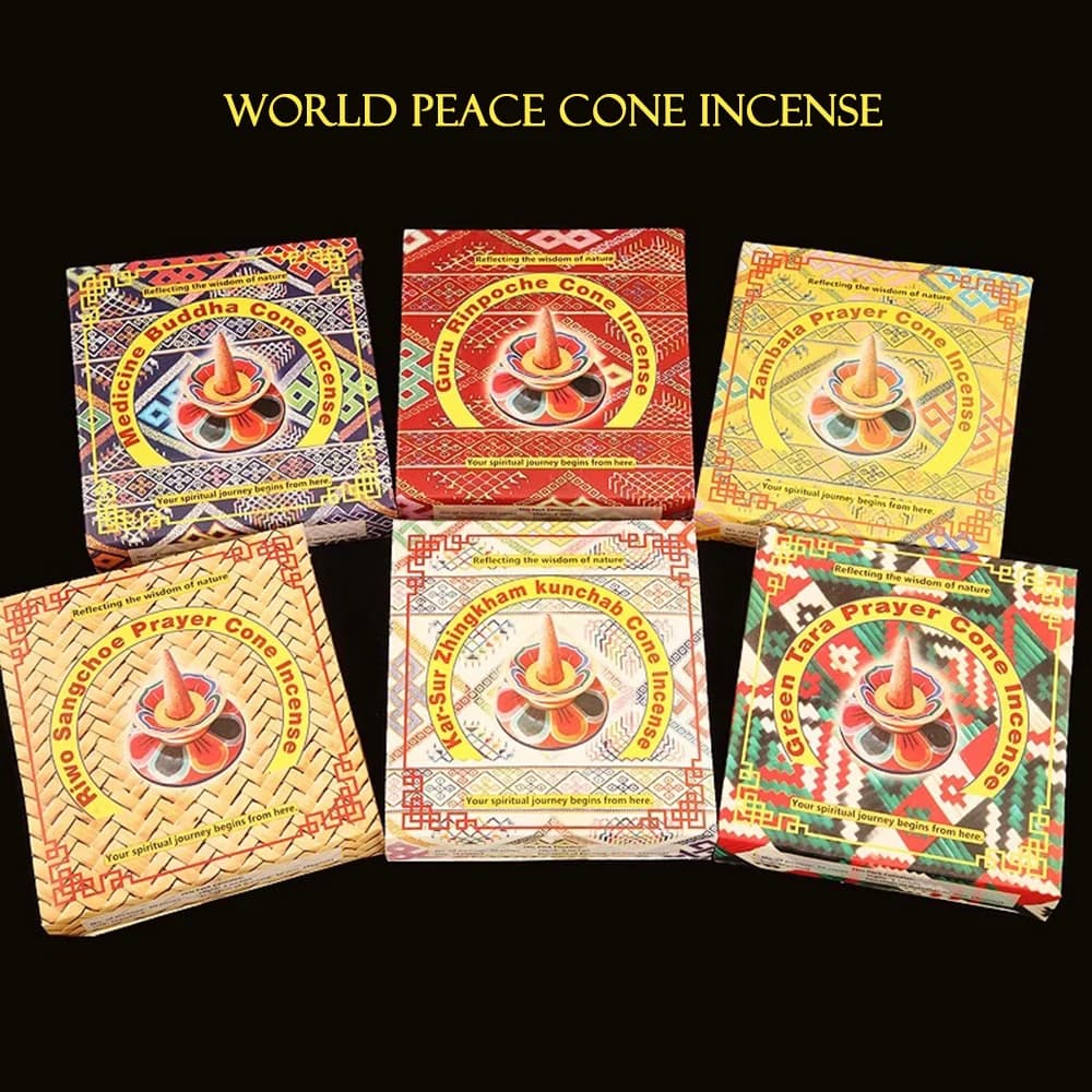 Incenso a cono della pace del mondo di Bhutan, incenso a torre di erbe naturali del Nepal, fragranza antiodore per la casa, incenso fatto a mano per meditazione yoga
