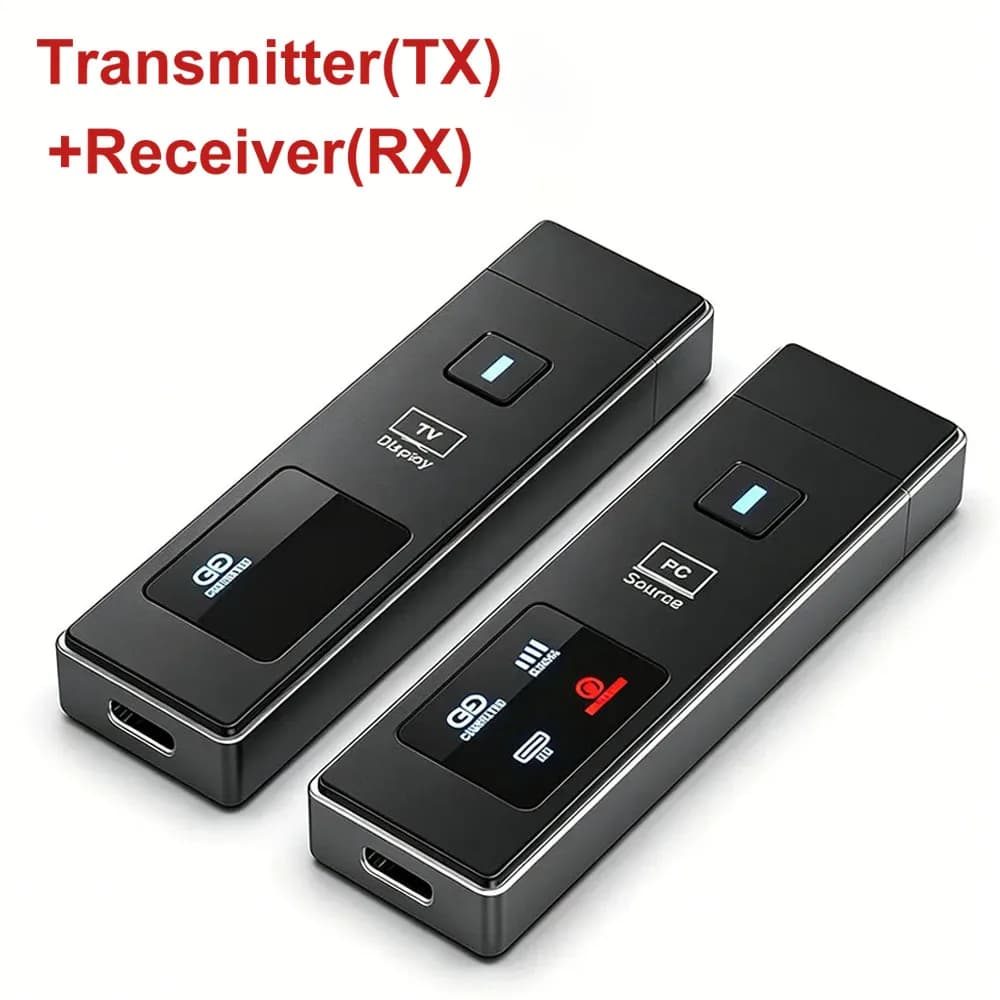 50M 5GHz HDMI-Compatible Wireless Extender Screen Mirror Transceiver 1080P@60Hz Plug&Play for PC Laptop Camera TV Box Projector
