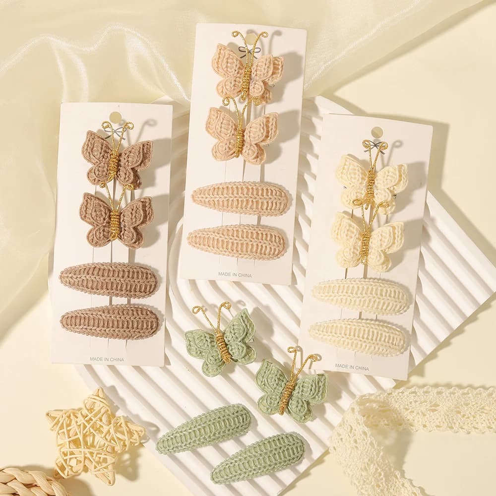 4/6pcs Cute Girls' Bow Hair Clip Set,Knitted Bow Clips for Children and Infants, Multiple Handmade Hair Accessories Small Gifts