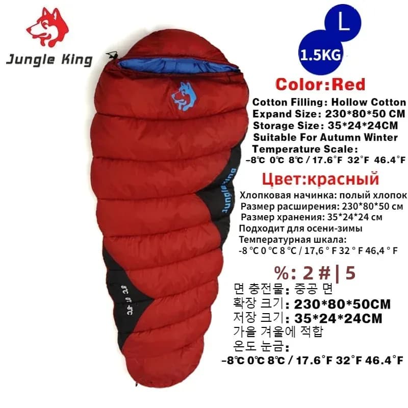 MOUNTAINHIKER JUNGLE KING CY0903 1.5 kg winter cold waterproof fur bag for camping -8 °C Cotton sleeping bags