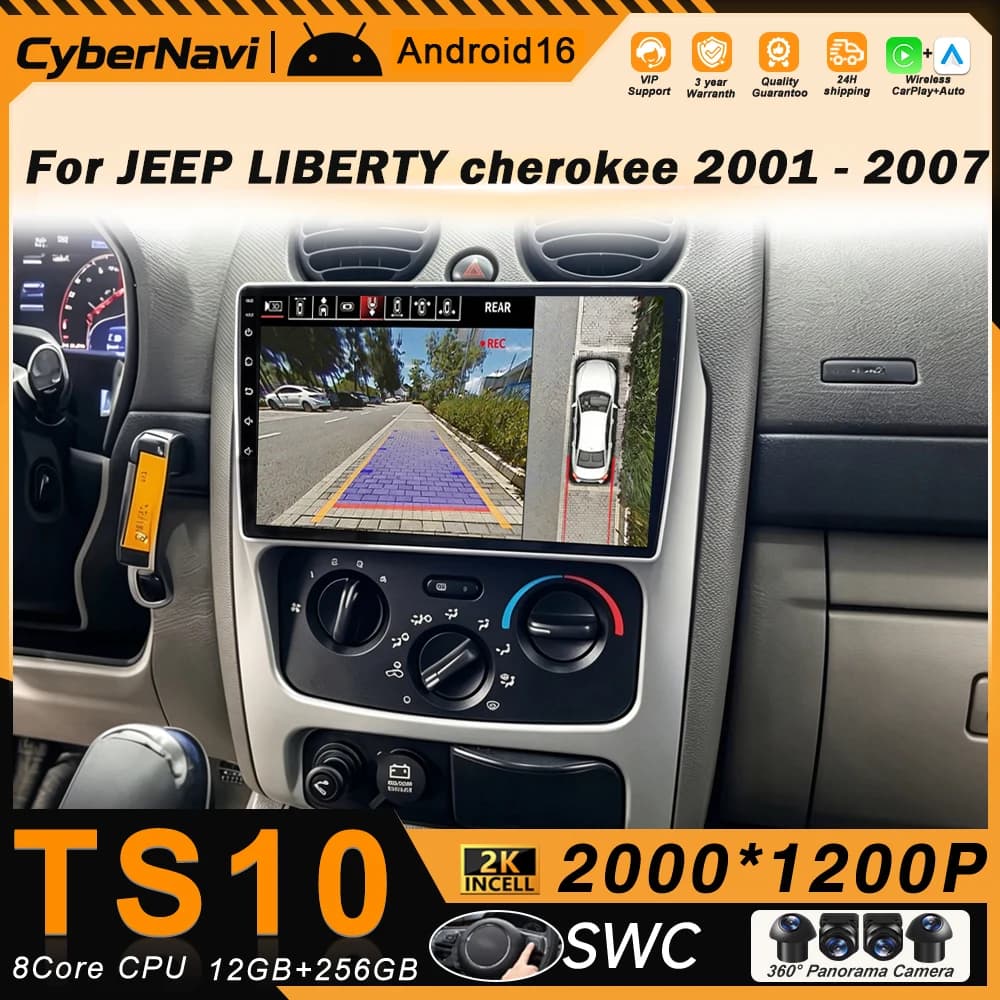 Carplay Android16 For JEEP LIBERTY cherokee 20012002007 Multimedia Video Player Navigation GPS Head Unit Stereo 2din DVD