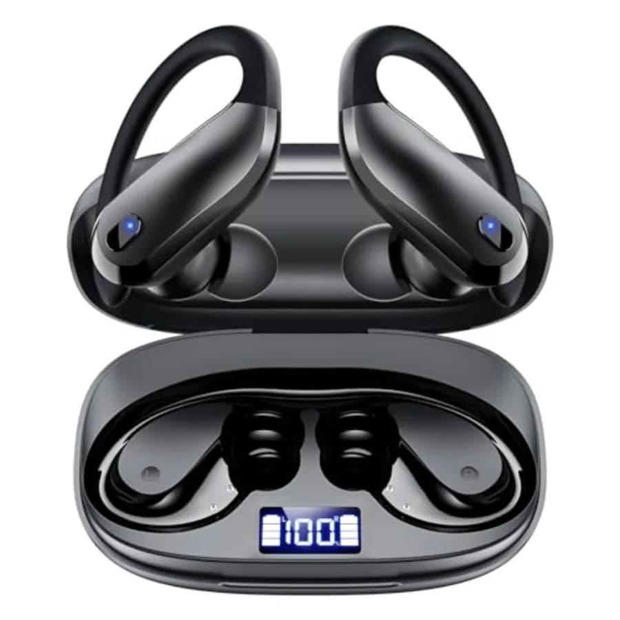 Bluetooth Headphones 5.4 Sports Wireless Earbuds with Flexible Earhooks, Ultra Lightweight 7.8g Wireless Earphones, 80H Battery