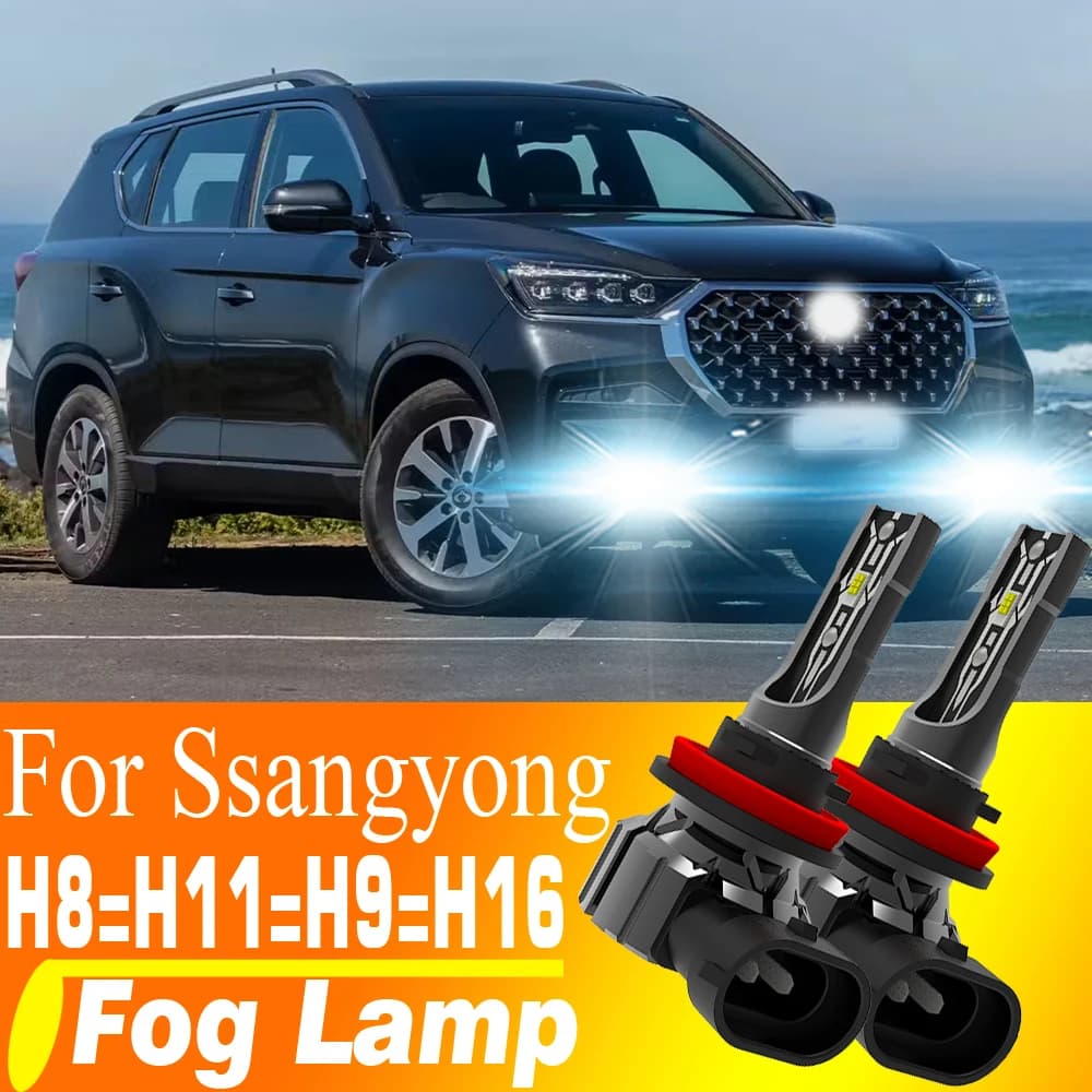 2 Pezzi Lampadine LED H8 H9 H11 H16 per Fari Fendinebbia Canbus per Ssangyong Musso Grand Korando Sports Rexton Turismo Tivoli XLV
