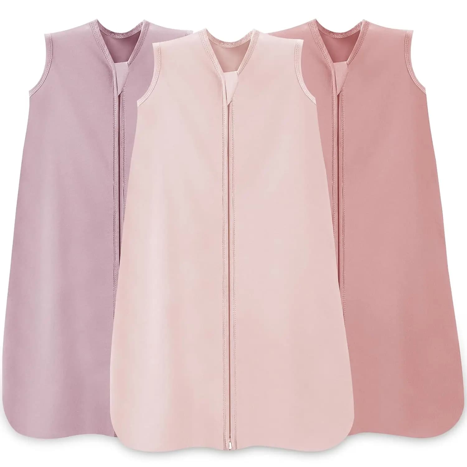 Cotton slack 0-6 months, TOG 0.5, wearable blanket for babies, 3 pack with two-way zipper