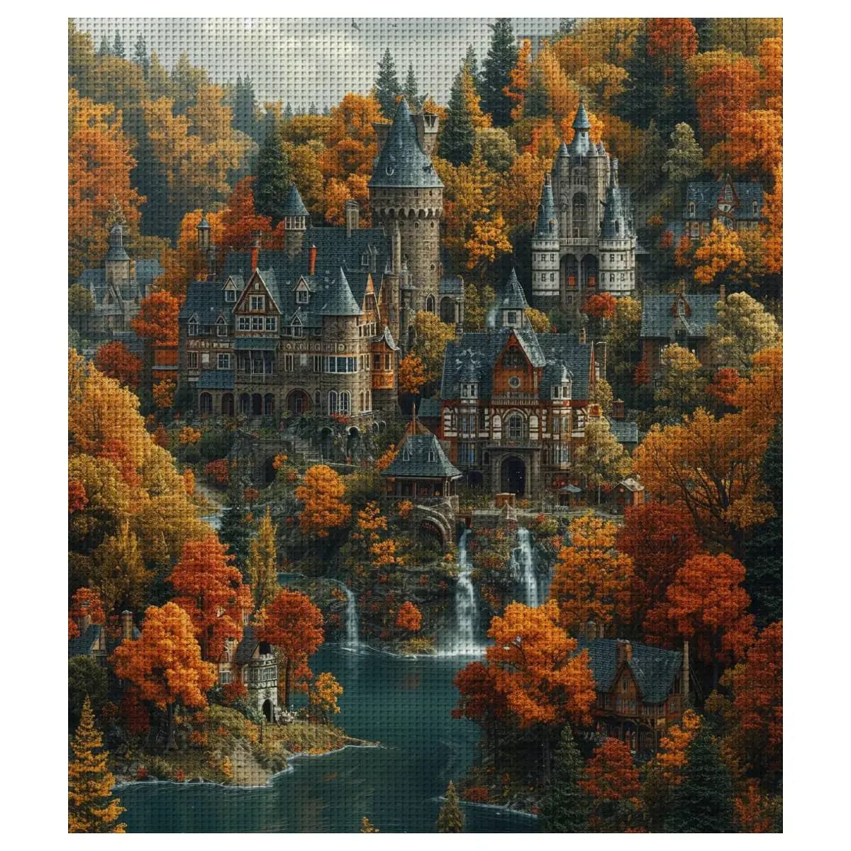 1pc 40X40CM/15.74inch Castle stamped cross stitch kit DIY kit 11CT/14CT DIY Embroidered set DIY Cross-Stitch Set New Arrival