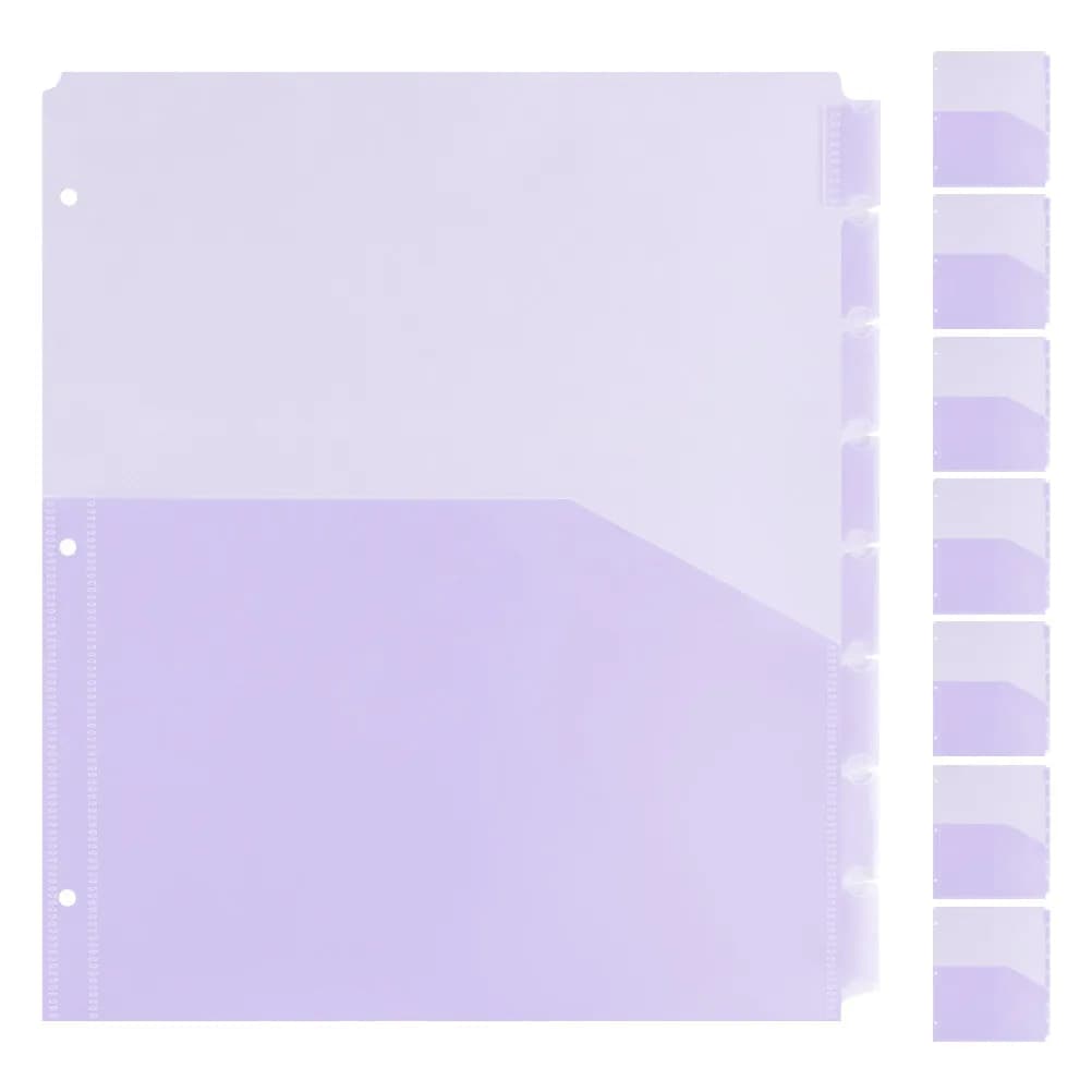 Set di 8 Divisori per Documenti, Organizzatori Colorati A4, Buste Portadocumenti a 3 Fori, Cartelle in Plastica per Archiviazione Ufficio