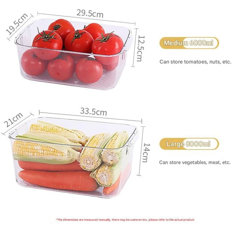 Scatola trasparente per la conservazione della freschezza, scatola per imballaggio alimentare, frigorifero, scatola per la gestione dell'organizzazione alimentare, lattina impilabile