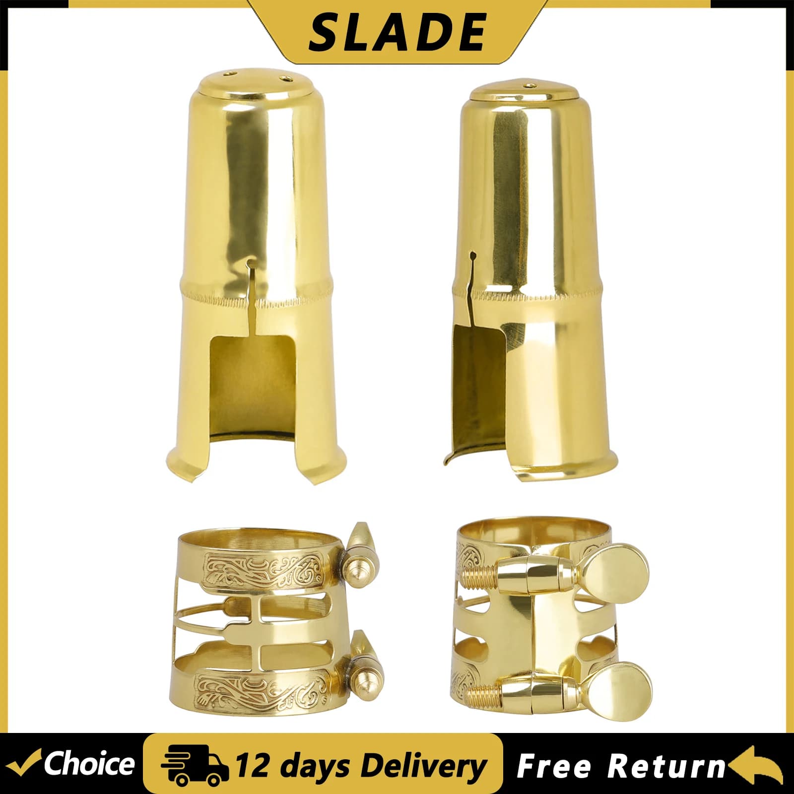 SLADE Alto Tenor Saxophone Mouthpiece Clip Metal Mouthpiece Cap Sax Mouthpiece Cover Clip Woodwind Instrument Parts Accessories