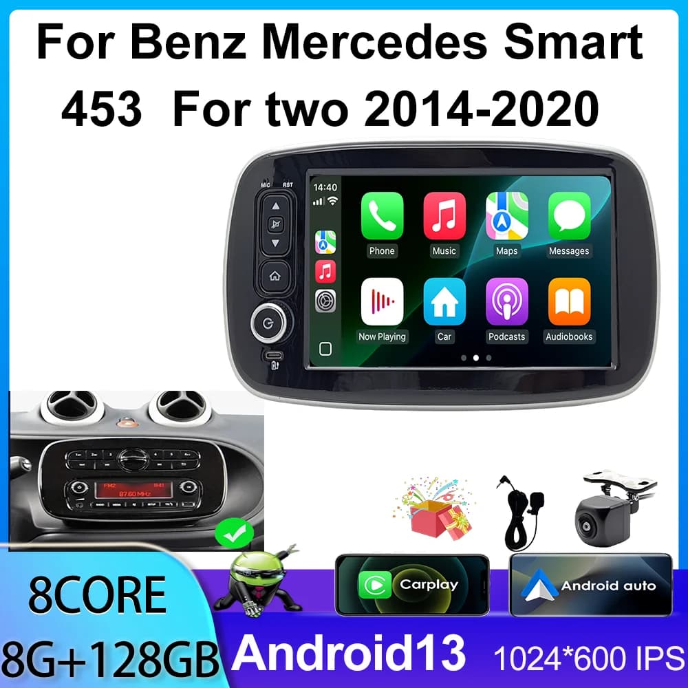 Schermo GPS di navigazione multimediale per autoradio Android Auto Carplay da 8 pollici per Benz Smart 453 Fortwo 2014-2020 Autoradio