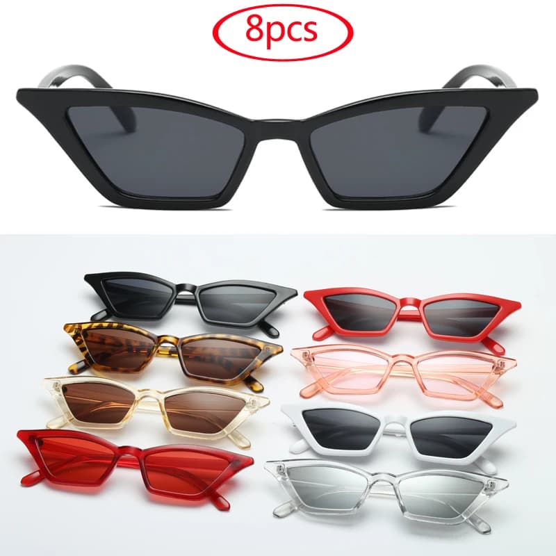 8pcs ciclismo Cat Eye occhiali da sole donna Vintage Brand Designer occhiali da sole piccole montature Shades Retro Ladies Cateye occhiali da sole UV400