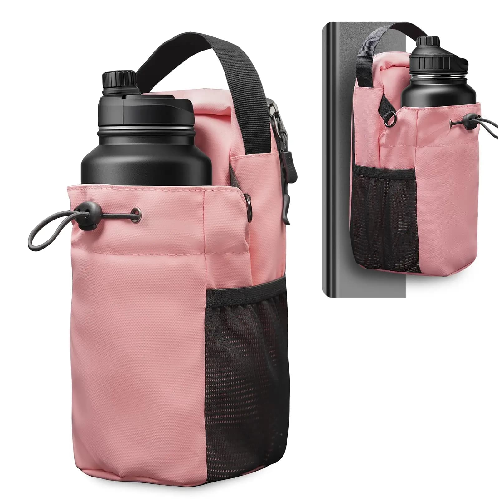 Borsa da palestra magnetica WOOJACK per donna e uomo, potente porta borraccia magnetico con tracolla e tasca per telefono (rosa)