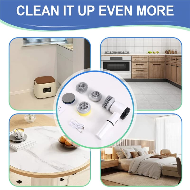 B50C Spazzola per pulizia elettrica Spazzola per scarpe Spazzola per pavimenti Spazzola per pulizia elettrica multifunzione, Pulizia della cucina del pavimento del bagno