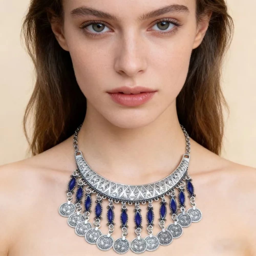 MeiPan European and American popular retro tassel coin necklace sweater chain lock bone chain jewelry