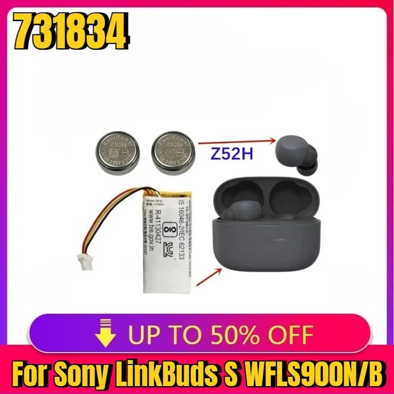 New Replacement For ZeniPower Z52H 731834 Battery For Sony LinkBuds S WFLS900N/B Truly Wireless Headphones Charging Case