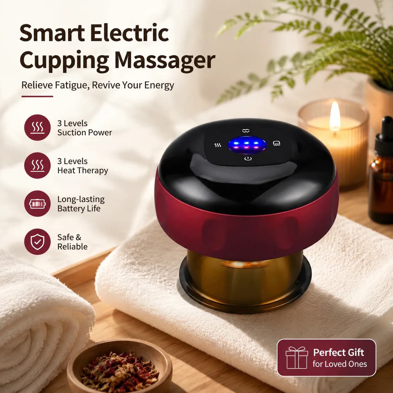 Smart Electric Cupping Massage Vacuum Suction Body Slimming Massager Negative Pressure Scraping Guasha Therapy Device Professional Suction Cups for Back Shoulder Pain Relief Relaxation