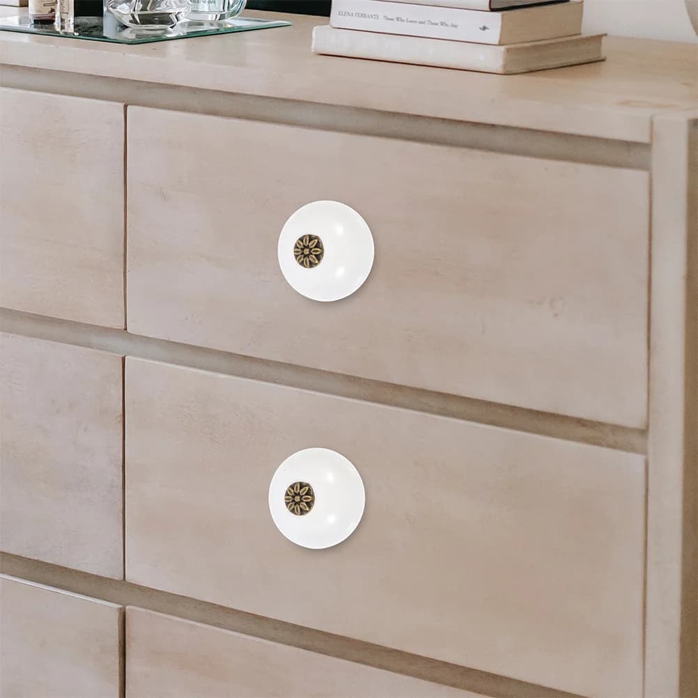 4 Pezzi di Pomelli per Mobili in Ceramica e Lega di Zinco, Resistenti Maniglie per Cassetti e Armadi da Cucina