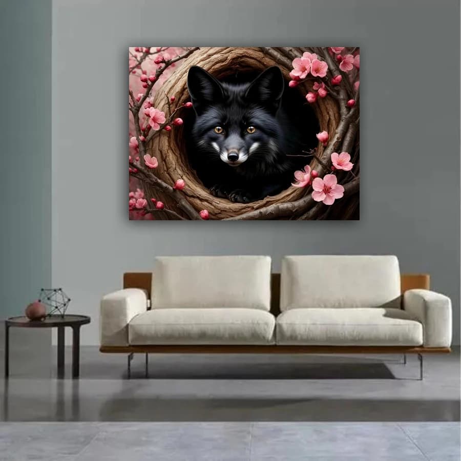 Tree Hole Black Fox Diy Diamond Painting Cross Stitch New Collection Animals Full Drill Mosaic Embroidery Picture Wall Decor