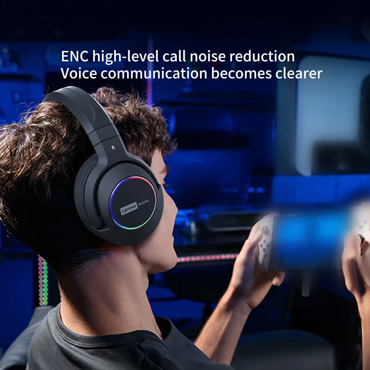 Lenovo Tri-Mode wireless gaming headphones with noise reduction, low latency, eSports 2.4G Bluetooth level audio, long-lasting battery