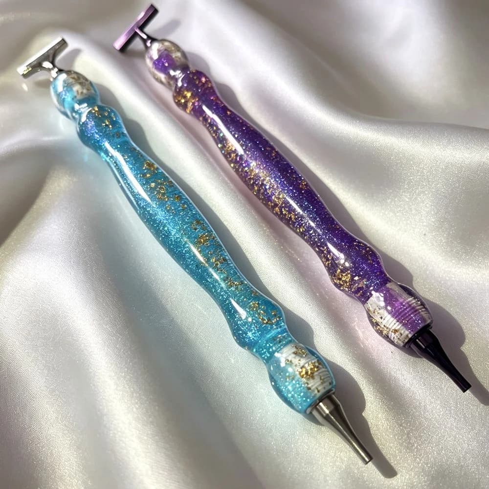 New Shiny Blue/Purple Gold Foil Threaded Diamond Painting Pen Stainess Steel Pen Tips Diamond Embroidery Tool Accessories