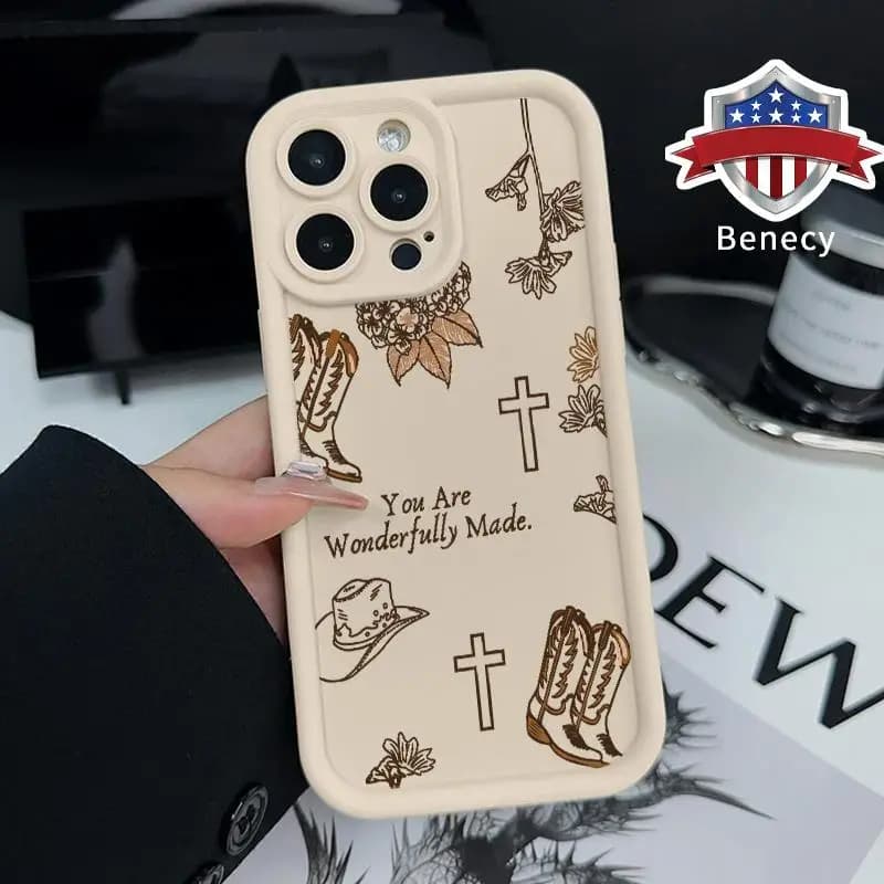 Phone case with western religious pattern for iPhone 11-17 Pro Max/Plus/Air | TPU shock protection | Robust and Durable cover